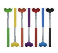 Lot de 7 gratte-dos extensibles Qualité supérieure - 7 couleurs - Gratte-dos portable en acier inoxydable - Appareil de massage avec poignée en caoutchuk