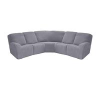 Lot de 7 housses de canapé d'angle inclinables sectionnels en forme de L 4 places et 1 siège d'angle, en velours extensible pour canapé d'angle inclinable en forme de L, épais et doux, gris jacquard