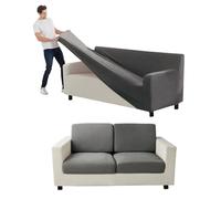 Lot de 7 housses de canapé en velours extensible avec dossiers et coussins de siège séparés - Protection de meubles gris moyen pour salon