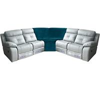 Lot de 7 housses de canapé en velours extensible en forme de L pour canapé inclinable, doux et élastique pour la protection des meubles, couleur vert turquoise intense, ajustement personnalisé et