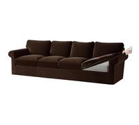 Lot de 7 housses de canapé en velours extensible pour canapé 3 places avec bande élastique pour coussins d'assise et de dossier - Collection Foé marron - 4 pièces