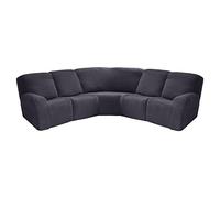 Lot de 7 housses de canapé sectionnel inclinable en forme de L 4 places et 1 siège d'angle, housse de canapé inclinable en jacquard extensible pour canapé d'angle sectionnel inclinable en forme de L 5