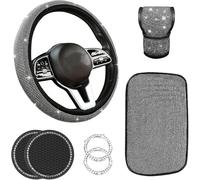 Lot de 7 housses de volant scintillantes en cristal, doux et antidérapant pour femmes et filles, accessoires de voiture universels pour volants de 37 à 38 cm