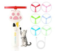 Lot de 7 jouets interactifs pour chat, 1 lanceur blanc et 3 frisbees normaux et 3 frisbees brillants dans le noir, pour l'interactif, l'entraînement, la chasse, les coups