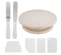 Lot de 7 kits de décoration de gâteaux comprenant 1 plateau tournant à gâteau, 2 spatules à glaçage, 4 grattoirs à glaçage pour faciliter la fabrication de glaçage de gâteaux