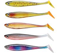 Lot de 7 leurres de pêche souples de 9 cm, motif pied de canard pour bar, truite, action de nage réaliste, matériau PVC flexible, pêche de fond en eau moyenne (B)