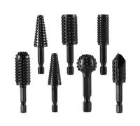 Lot de 7 limes rotatives pour le travail du bois et le bricolage - Fraise robuste en acier au carbone avec tige hexagonale de 0,6 cm