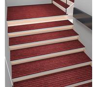 Lot de 7 marches d'escalier antidérapantes en caoutchouc pour intérieur/extérieur - 30 x 85 cm - Rouge - Protection antidérapante pour marches en bois et marbre