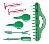 Lot de 7 mini épandeurs de graines portables avec vitesses réglables et outil de plantoir à 12 trous, distributeur de graines multifonctionnel pour pelouse, jardin, ferme, cour