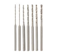 Lot de 7 mini forets HSS de 0,8 à 2,0 mm avec tige de 2,35 mm pour le travail du bois, des bijoux, du plastique, du caoutchouc, du modélisme, 50 mm de long - Argenté