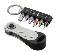 Lot de 7 mini tournevis à cliquet avec adaptateur d'embouts, PH0/PH1/PH2/PH3/SL4, outil de clé à cliquet en acier pour réparation d'appareils ménagers