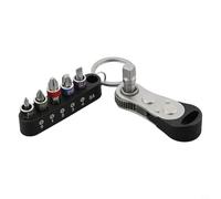 Lot de 7 mini tournevis à cliquet avec adaptateur d'embouts pour PH0 PH1 PH2 PH3 SL4 - Outil à main compact en acier pour meubles de maison