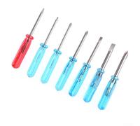 Lot de 7 mini tournevis avec pointes en acier 45# - Croix, fente et étoile à cinq pointes pour réparation de petits objets - Bleu, rouge, argent - Compatible avec