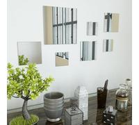 Lot de 7 miroirs muraux carrés en verre avec 3 petits miroirs de 10 x 10 cm, 3 moyens de 15 x 15 cm et 1 grand miroir de 25 x 25 cm, avec 28 autocollants muraux flexibles pour le salon