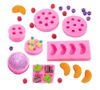 Lot de 7 moules à gelée en silicone en forme de fruit, moule à chocolat, ananas 3D, orange, fraise, myrtille, mûre, moule à fruits en silicone pour fondant, savon, gâteau, cupcake, bougies