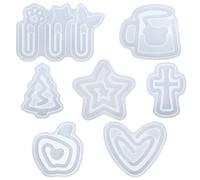 Lot de 7 moules en résine de Noël pour marque-page en résine, arbre, étoile, cœur, trombones Noël mignons pour enfants et adultes, moule pour marque-page