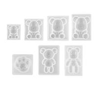 Lot de 7 moules en résine en forme d'ours pour porte-clés, moules en silicone pour bijoux, colliers, pendentifs, travaux manuels, sous-verre, Silicone Résine