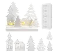 Lot De 7 Moules En Silicone Pour Maison, Moule En Silicone Maison De Noël, Kit Moule Bougie, Maison De Moule En Silicone, Maisons De Moules De Moulage Silicone, Pour Fabriquer Des Bougies En Savon
