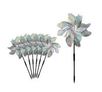 Lot de 7 moulins à vent réfléchissants argentés