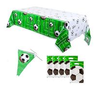 Lot de 7 nappes rectangulaires pour fête de Football, Drapeaux à Tirer et Sacs Cadeaux, Fournitures de fête de Football, fêtes Sportives pour garçons, activités de Plein air, décorations d'événements