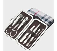 Lot de 7 outils de coupe des ongles en acier inoxydable - Kit professionnel de coupe - Coupe-ongles - Pour peaux mortes - Fourchette - Cuillère d'oreille (acier inoxydable, chromé antirouille)