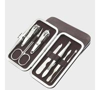 Lot de 7 outils de coupe des ongles en acier inoxydable - Kit professionnel de coupe - Coupe-ongles - Pour peaux mortes - Fourchette - Cuillère d'oreille (acier inoxydable, chromé antirouille)