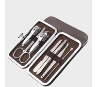 Lot de 7 outils de coupe des ongles en acier inoxydable - Kit professionnel de coupe - Coupe-ongles - Pour peaux mortes - Fourchette - Cuillère d'oreille (acier inoxydable, chromé antirouille)