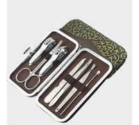 Lot de 7 outils de coupe des ongles en acier inoxydable - Kit professionnel de coupe - Coupe-ongles - Pour peaux mortes - Fourchette - Cuillère d'oreille (acier inoxydable, chromé antirouille)
