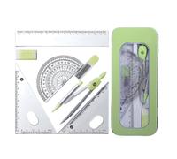Lot de 7 outils scolaires pour élèves - Avec géométrie en métal - Boîte de rangement - Outil de mesure