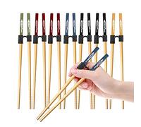 Lot de 7 paires de baguettes d'entraînement réutilisables pour enfants et adultes - Pour débutants - Baguettes japonaises en bambou et connecteurs antidérapants - Passe au lave-vaisselle - 22 cm de long (7. Imprimé poisson)