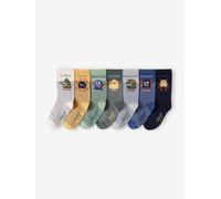Lot de 7 paires de chaussettes semainier garçon monstres vert 31/34