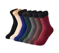 Lot de 7 paires de chaussettes thermiques pour femme, chaussettes de sol moelleuses, chaussettes de neige épaisses au milieu du mollet, chaussettes confortables, respirantes et mignonnes de couleur