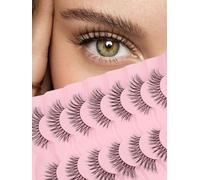 Lot de 7 paires de cils œil de chat - Aspect naturel - 15 mm - Volume 3D - Faux cils en vison doux