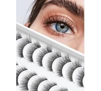 Lot de 7 paires de cils œil de chat - Aspect naturel - 15 mm - Volume 3D - Faux cils en vison doux