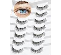 Lot de 7 paires de cils œil de chat - Aspect naturel - 15 mm - Volume 3D - Faux cils en vison doux