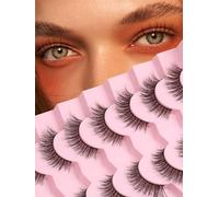 Lot de 7 paires de cils œil de chat - Aspect naturel - 15 mm - Volume 3D - Faux cils en vison doux