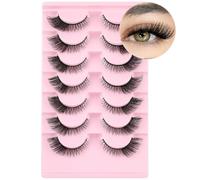 Lot de 7 paires de faux cils en forme d'œil de renard - Aspect naturel - Transparent June tech