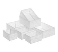 Lot de 7 panier de rangement tressé caisse rectangulaire en polypropylène coloris blanc -JUANIO- Blanc G