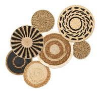 Lot de 7 Panier Muraux Bohème à la Main Decoration Murale en Rotin Osier Decoration Murale Ronde Rotin Décoration Murale Sets de Table pour Chambre à Coucher Salle à Manger Bureau