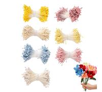 Lot de 7 paquets d'étamines artificielles à double tête mates pour cure-pipes, fleurs, bricolage, décoration de mariage, artisanat, accessoires en 7 couleurs vives