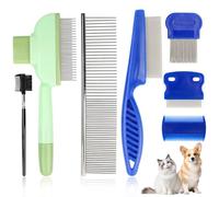 Lot de 7 peignes à poils courts et longs pour chiens et chats avec bouton de déclenchement
