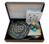 Lot de 7 pendules de poche avec pierres précieuses chakra, 7 pierres précieuses chakras dans une boîte cadeau, métaphysique, ésotérisme, sorcellerie