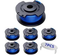 Lot de 7 pièces, bobines de fil de remplacement avec fil pour coupe-bordures, 6 bobines préenroulées et 1 capuchon de remplacement, compatibles avec Ryobi AC14RL3A AC14HCA, bordures de pelouse et