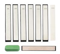Lot de 7 pierres à aiguiser diamantées avec base - 80#, 120#, 240#, 600#, 1000#, 2000#, 3000# pour aiguiseur de couteaux professionnel à angle fixe + 1 cuir