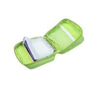Lot de 7 piluliers portables avec fermeture éclair à code couleur (vert) | 7 fermetures éclair à code couleur, transparent pour les fenêtres, visibilité rapide, tri quotidien, accès organisé