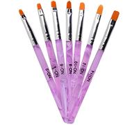 Lot de 7 pinceaux à ongles en gel UV acrylique - Pointe plate - Bords arrondis - Outil de peinture professionnel précis - Marbré Pur Nice
