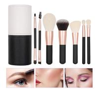 Lot de 7 pinceaux de maquillage portables avec étui de voyage | Pinceaux cosmétiques à poils doux pour fond de teint, anti-cernes, ombres à paupières