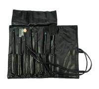 Lot de 7 pinceaux de maquillage professionnels végétaliens avec 7 outils, poils synthétiques de haute qualité, noir, coffret cadeau avec étui en cuir synthétique Fantasia