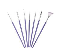 Lot de 7 pinceaux violets pour nail art en acrylique pour peinture, pointillés de couleur dégradée, pinceau en nylon en forme d'éventail