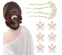 Lot de 7 pinces à cheveux en forme de fleur ornées de perles, accessoires décoratifs pour chignon, accessoires pour femmes, mariées et demoiselles d'honneur, décorations françaises en forme de